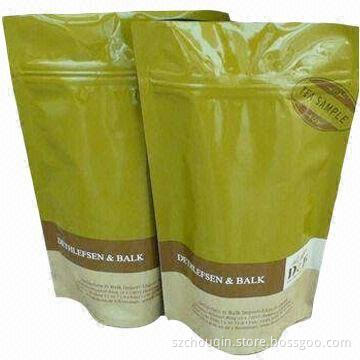 Stand Up Laminated Foil Bags with Zipper and Bottom Gusset, Oxygen, Light and Moisture Barrier